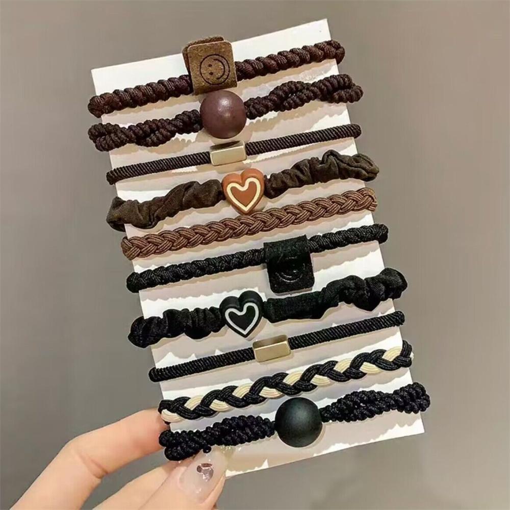 5/10/20 шт. Набор простых резинок для волос, плетеная веревка для волос, декор в виде сердца, резинки-скранчи, эластичные держатели для хвостика, аксессуары для волос для женщин