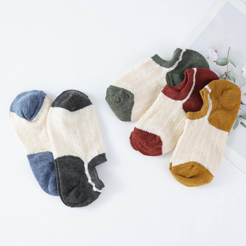 5 пар летних женских носков в стиле ретро ярких цветов, хлопковые повседневные сетчатые милые короткие невидимые носки, размер ЕС 35-39