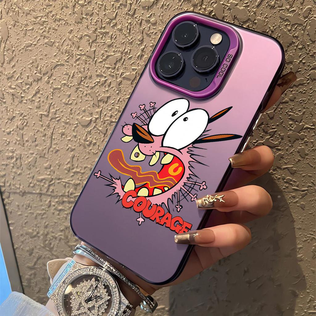 Горячий СМЕЛЫЙ Трусливый Пес Чехол для Телефона для IPhone 16 15 14 13 12 11 Mini Pro Max X XR XSMAX 8 7 Plus Противоударный Матовый Задний Чехол