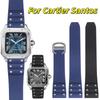 21 мм Для новых часов Cartier Santos Ремешок Силиконовая Резина Браслет Водонепроницаемый резиновый черный синий браслет Запасной браслет
