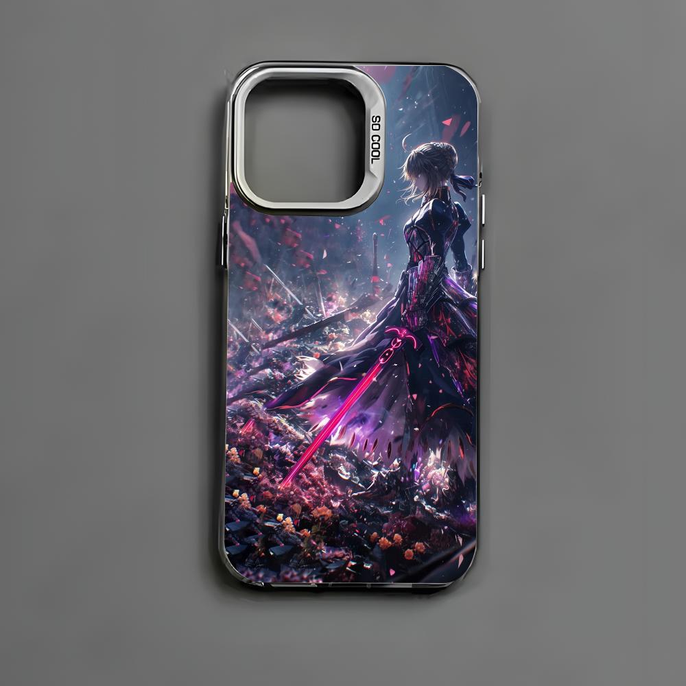 Чехол для телефона Fate Zero Stay Night S-Saber для iPhone 16 15 14 13 12 11 Pro Max Черный Матовый Разноцветный Лазерный Металлик Аврора