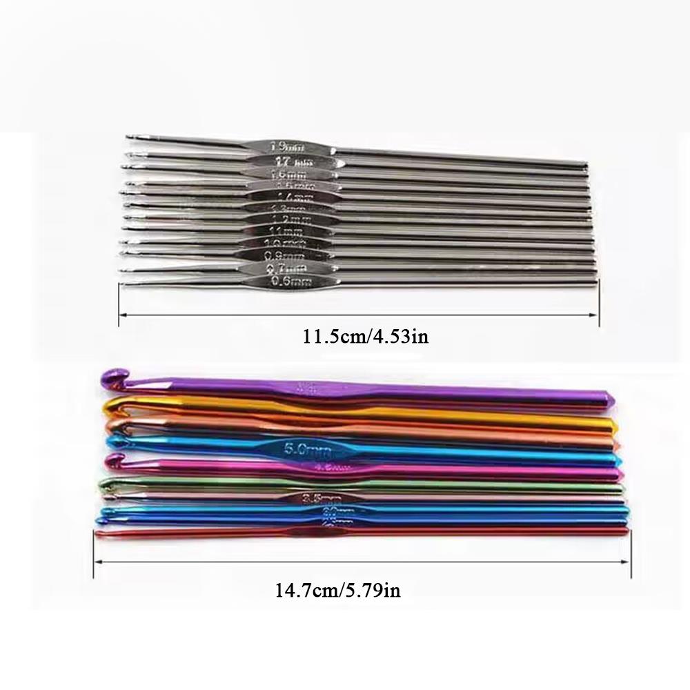 22pcs/Set Crochet Hooks Needles Stitches Knitting Craft Crochet Weaving Tools With Storage Bag Multicolor Mixed Sewing Tools