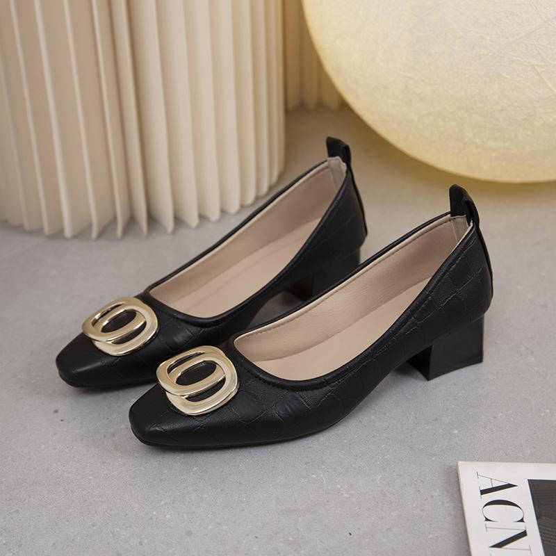 Мода 2024 года, новые весенние женские туфли-одиночки с острым носком на низком каблуке во французском стиле, толстый каблук, профессиональные, элегантные, на низком каблуке, рабочая обувь