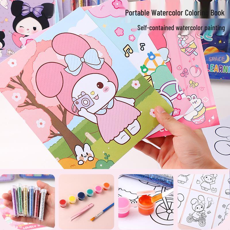 Красочный набор для творчества Cinnamoroll для детей: Блестящий макияж, Акварельные фломастеры, Мелки, Краски - Идеально для детского сада и подарков для рисования