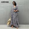 Women's Plus Size Dress Printed Leopard Dot Beach Cover Up Loose Long Dress Swimsuit Cover Up