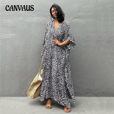 Женское платье больших размеров с леопардовым принтом в горошек, пляжная накидка, свободное длинное платье, купальник, накидка