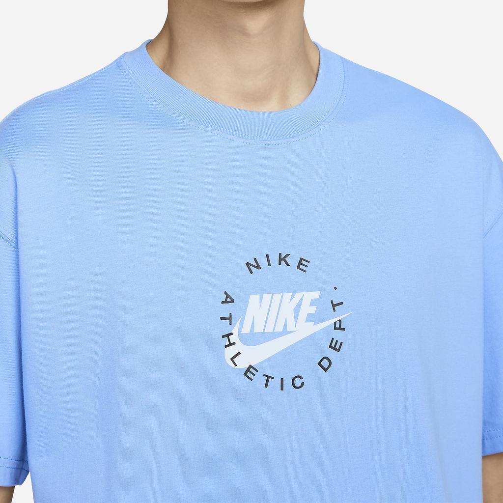 Nike Sportswear Logo Print Character Pattern Ribbed Crew Neck Short Sleeve T-Shirt Men Tops Sky-Blue FN7224-412