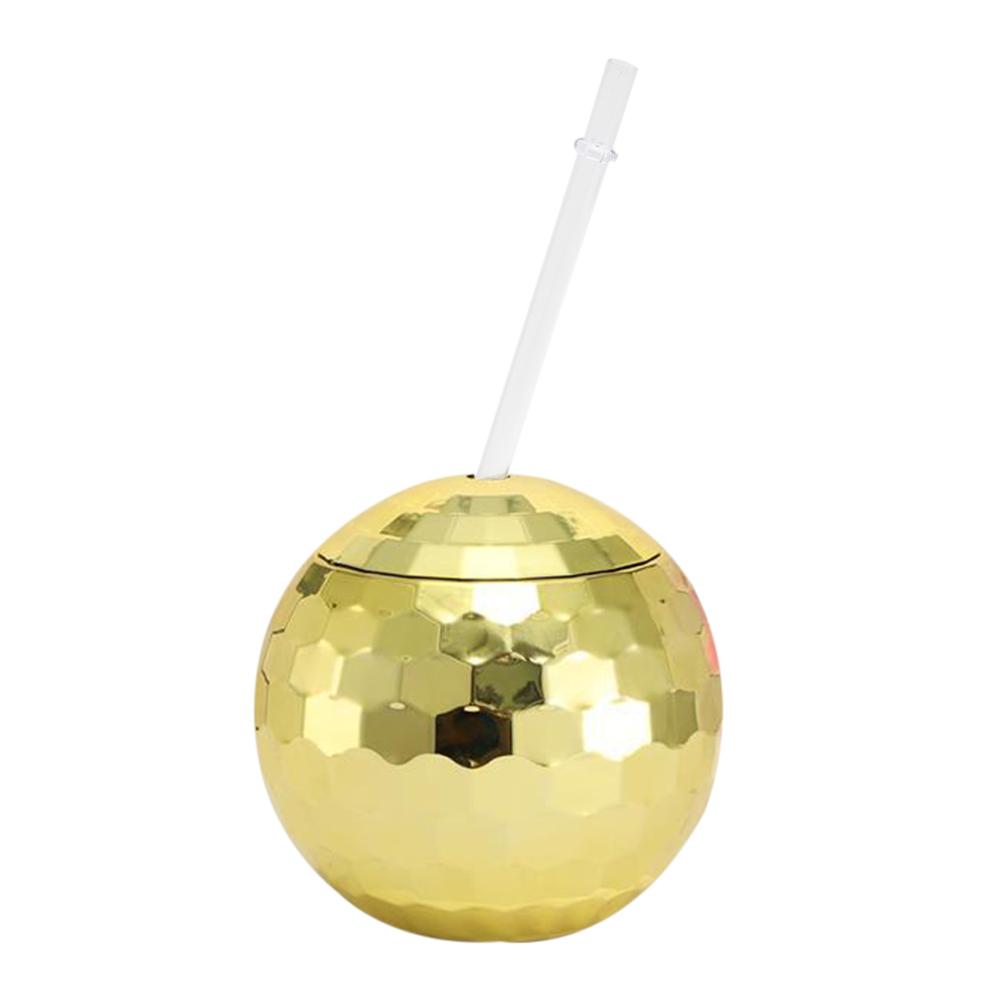 600ml Flash Ball Cup Creative Ball-shaped Sippy Cup Glittering Straw Cup Unique Spherical Water Cup for Bar Nightclub