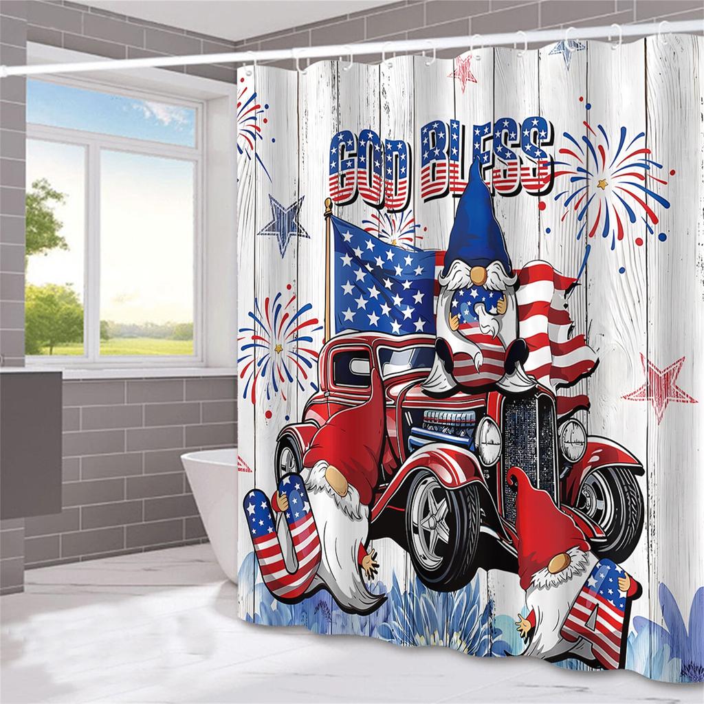 Shower Curtain American Independence Day Festival Decoration Shower Curtain Home Bathroom Dry