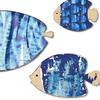 5Pcs/Set Wooden Fish Wall Decoration Farmhouse Rustic Nautical Blue Fish Wall Art Sculpture Home Living Room Bathroom Wall Decorative Sign