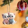 1Pcs Creative Cute Couple Cat Acrylic Flat Hanging Decoration For Christmas Tree, Car, Bag, Keychain, Mobile Phone Pendant
