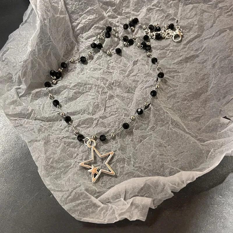Винтажное модное кожаное ожерелье с подвеской в ​​виде звезды для женщин и мужчин, ювелирные изделия цвета антикварного серебра, аксессуары Y2k, эстетика