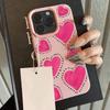 Милый Чехол-Сердечко для iPhone 13 15 11 14 12 16 17 Pro Max 17 Air Конфетный Цвет Кожаный Чехол с Узором Личи Мягкий Силиконовый Чехол