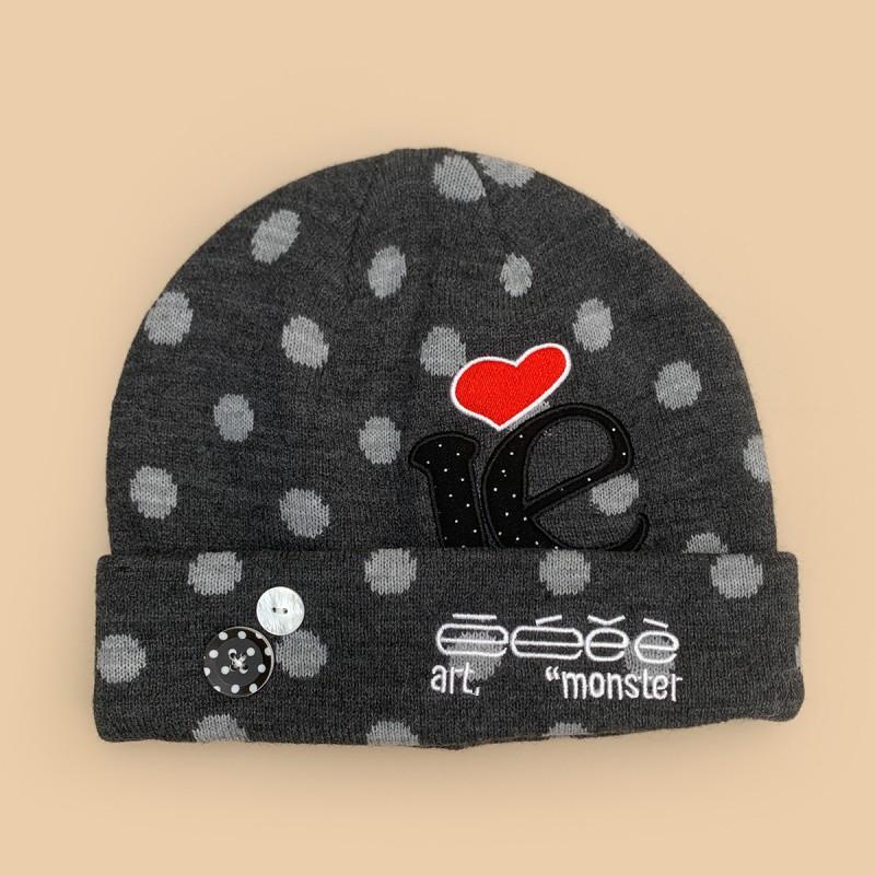 Winter Knit Beanie Men Women Polka Dot Letter Embroidery Heart Warm Casual Fashion Hat