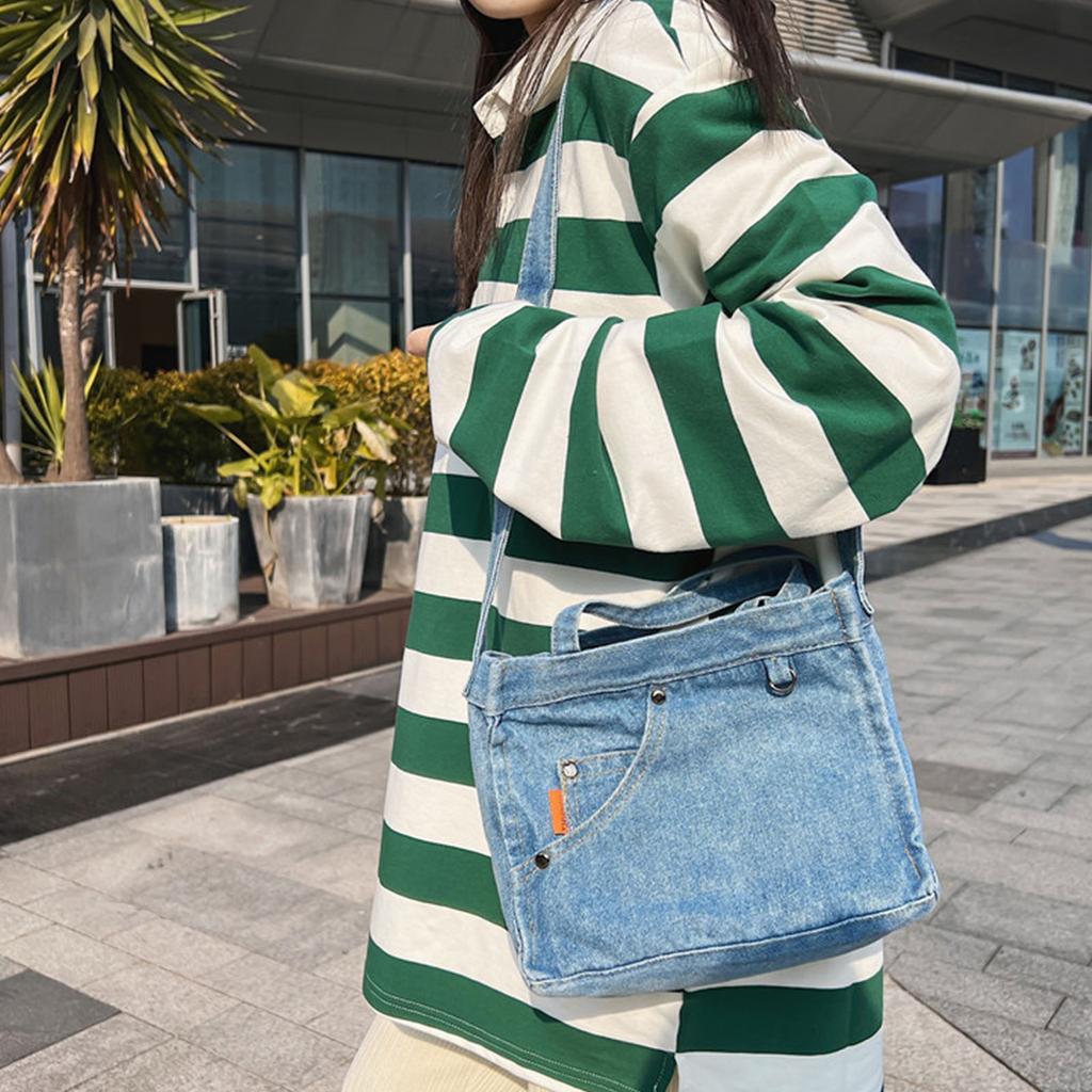 Винтажная джинсовая синяя сумка через плечо, сумка через плечо, сумки с карманами, сумка-мессенджер для тоутов, сумка-сюрприз, подарок для сестры