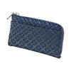 Кошелек для мелочи Inden-ya F-Coin Purse 05, Оленья кожа, Синяя основа x Черный лак, Узор Shippo Tsunagi, 1005-04-179, 6,5 см x 11 см x 1,7 см, 1 внешний