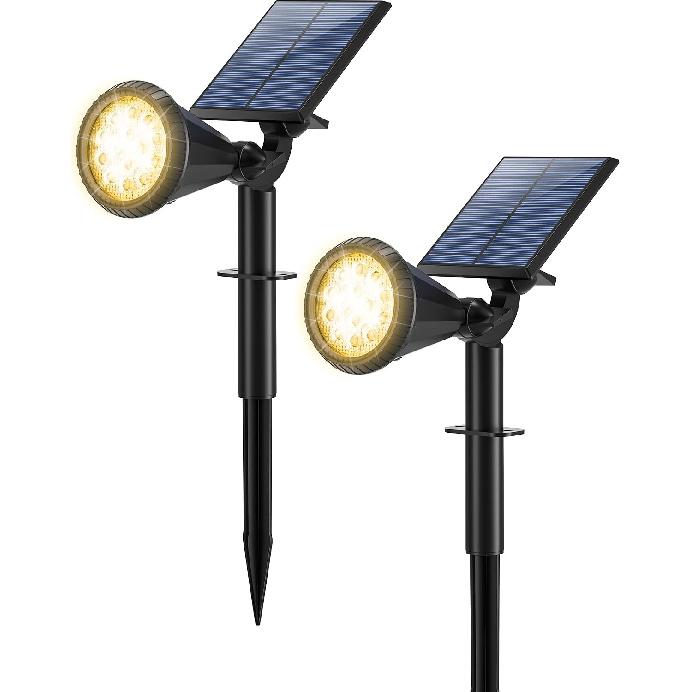 Tadyreal Solar Lights Outdoor Waterproof IP65 180° Adjustable Solar Powered Landscape Spot Lights for Yard 4 Lighting Modes Spotlights for Pathway