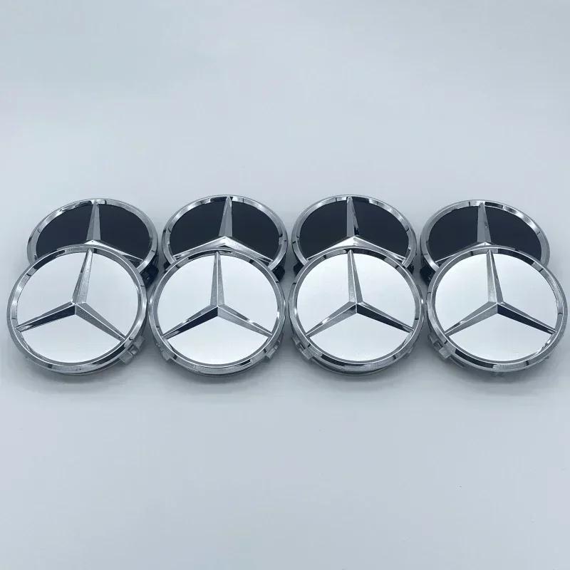 4Pcs/set 75MM/60MM Car Wheel Center Hub Cap Covers Mercedes Benz Amg Black Badge Rim Cover Auto Style Decorate Accessories