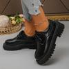 Fashion Women's Platform Oxford Shoes Fashion Black PU Leather Lace Up Office Work Shoes Woman Round Toe Chunky Heel Dress Loafers 2025