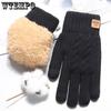 Двухслойные утолщенные бархатные перчатки, зимние перчатки для сенсорных экранов, морозостойкие и теплые плюшевые мужские вязаные перчатки