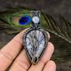 Russian Charoite, Moonstone Copper Wire Wrap Jewelry Pendant 2.84" r8R38