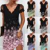 Женское платье с v-образным вырезом и кружевной строчкой, с короткими рукавами, сексуальное модное летнее повседневное платье больших размеров