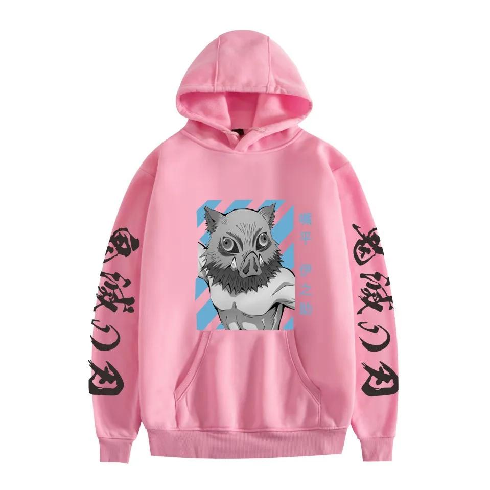 Demon Slayer Inosuke Hashibira Hoodies Anime Kimetsu No Yaiba Hooded Cute Kawaii Oversized Hoody Tops Men Women Sweatshirts