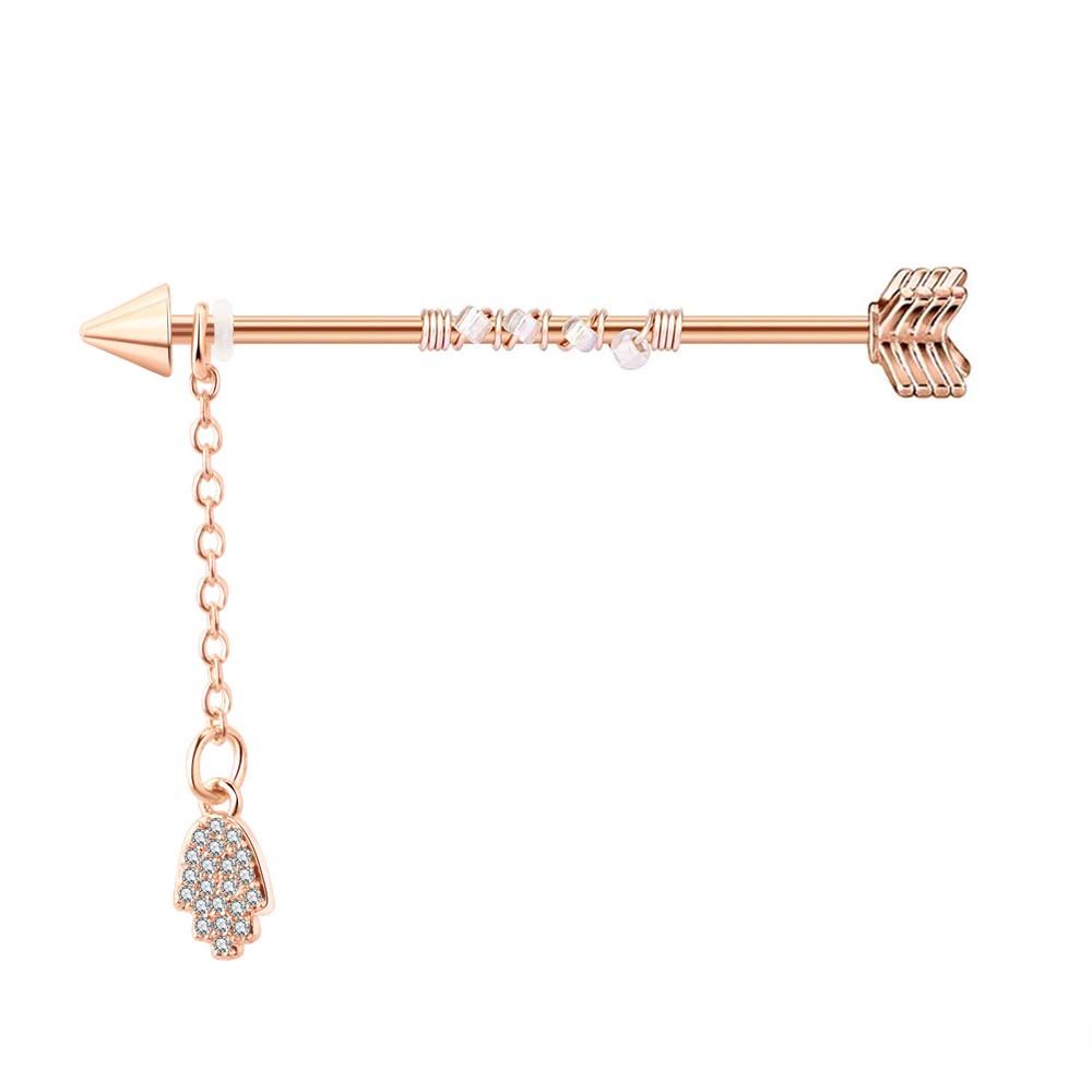 Earrings Heart Pendant Girls Gift Arrow Barbell Cartilage Stud Earrings Ear Bone Stud Industrial Barbell Earring Long Ear Stud