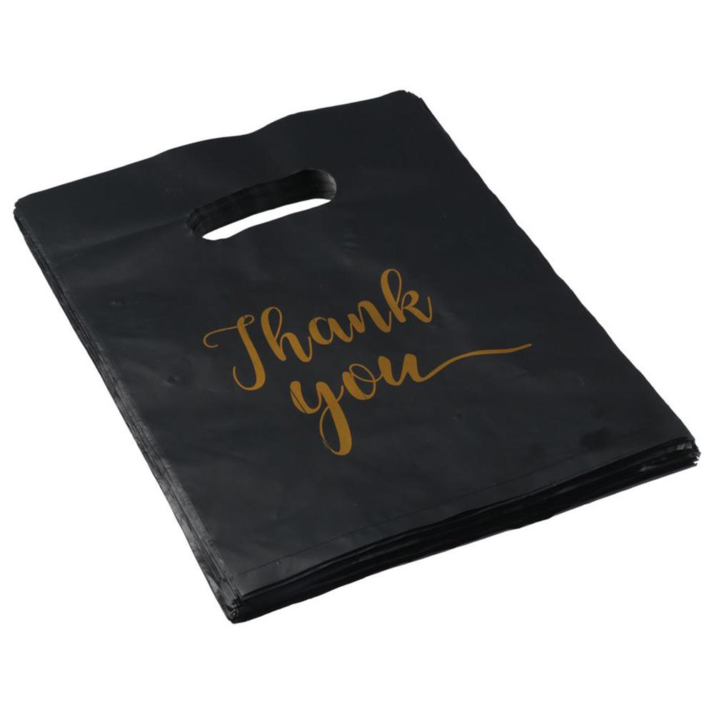 100 шт. Черные пластиковые пакеты Пластиковые пластиковые пакеты для покупок Кейтеринг Подарочная упаковка Пакеты «Спасибо»
