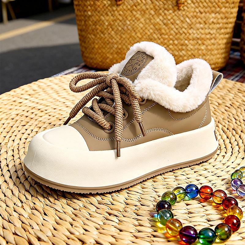 Snow Boots Women's New Winter Muffin Warm Piled Thickened Cotton Shoes Retro Casual Short Boots