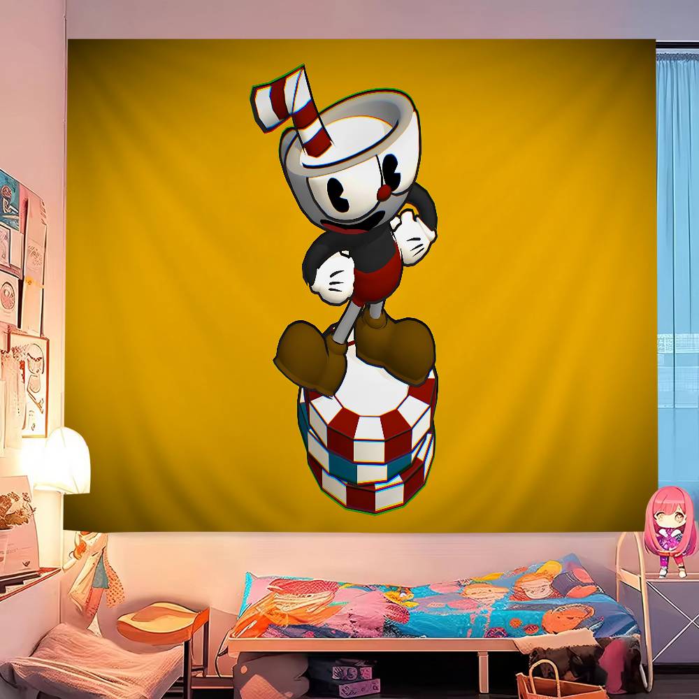 Cuphead Game Chart Tapestry Art Science Fiction Room Home Decor Cheap Hippie Wall Hanging