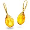 [Amber by Mazukna] серьги из янтаря Капля граненой огранки коньячного янтаря<With exclusive jewelry box> Фурнитура с покрытием из серебра 925 пробы, позолоченная. Рычаг открывания/закрывания сзади.
