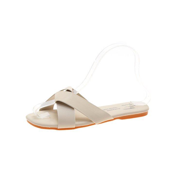 Новые женские тапочки, летние тапочки через плечо, повседневные шлепанцы на плоской подошве, простые сандалии с мягкой подошвой, верхняя одежда, водонепроницаемая