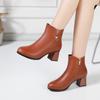 Мода Мода Осень Зима Новые толстые каблуки бархатные женские мягкие кожаные ботильоны удобные нескользящие челси современные короткие ботинки