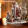 2D Flat Decoration Acrylic Santa and Reindeer Tabletop Display, Tabletop Decoration, Home and Office Decoration with Base, Home Christmas Decoration
