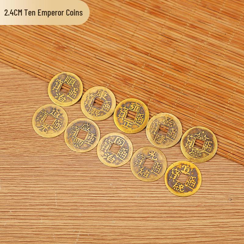 Антикварные украшения из настоящей меди и латуни с монетами Пяти императоров, ручная работа