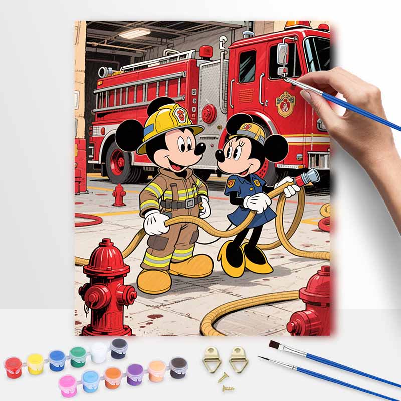 Disney Микки и Минни Маус пожарная тематика масляная живопись цифровая живопись набор для творчества ручная работа DIY подарки украшения для дома