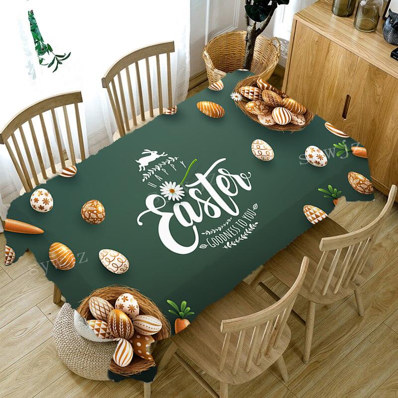 Скатерть с принтом «Яйцо и кролик» Пасхальная скатерть для вечеринки, Дня Благодарения, Рождественский праздничный стол, праздничные украшения, аксессуары