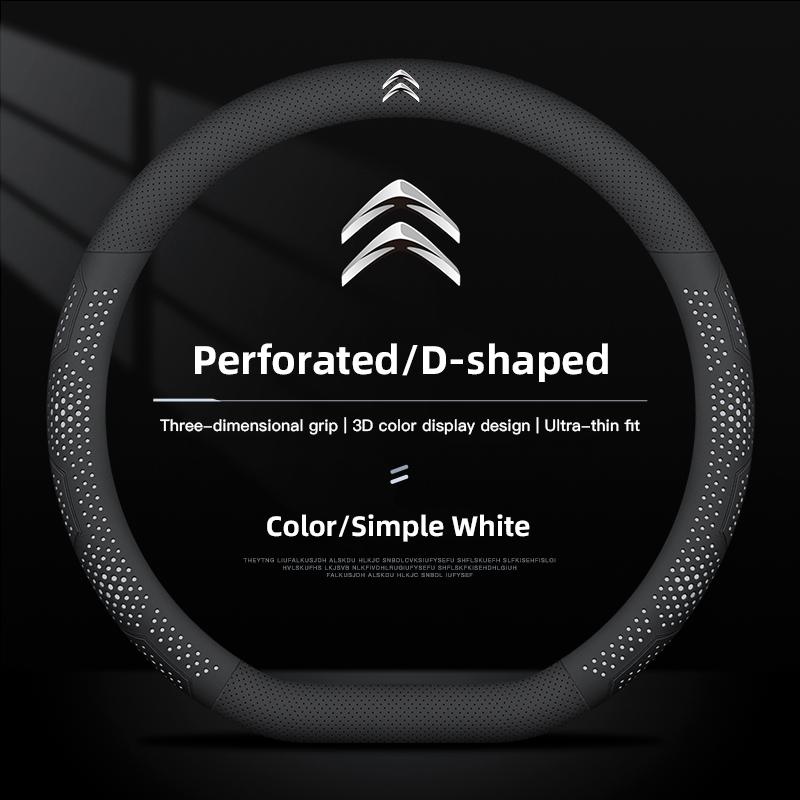 38cm Leather Car Steering Wheel Cover For Citroen C4 C3 C2 C1 DS3 Xsara Picasso Auto Steering Wheel Cover Car Interior keychain