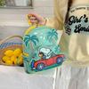 Cartoon Snoopy Pu Material Backpack With Zipper Closure For Casual Travel And Kids