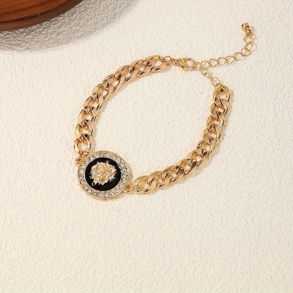 Роскошный кубинский браслет-цепочка с геометрической монетой в виде головы льва, стиль хип-хоп, простая элегантность, модные украшения для мужчин и женщин