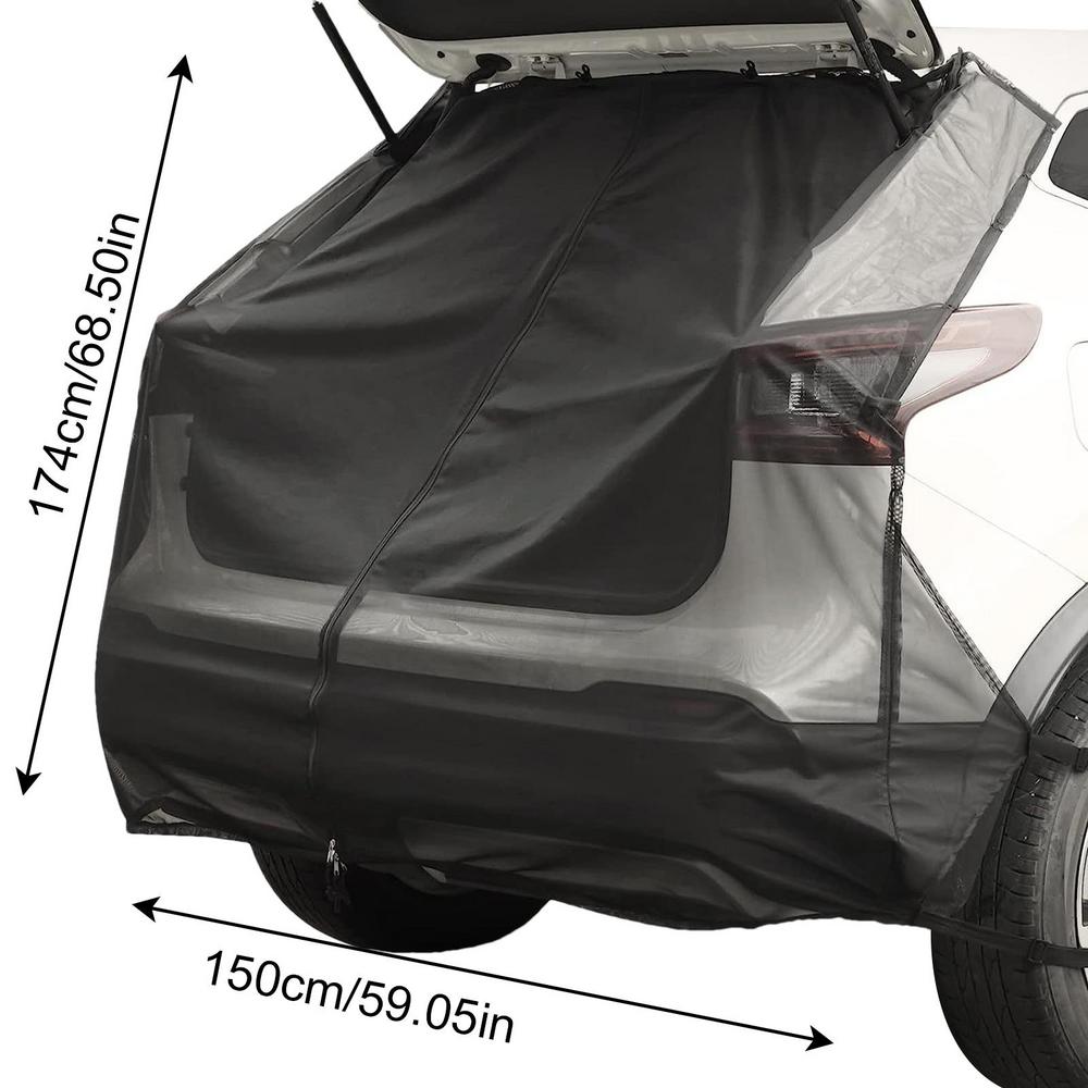 Car Tailgate Mosquito Net For SUV Trunk Tailgate Sunshade With Two-way Zipper Breathable Insect-proof UV-proof SUV Trunk Curtain