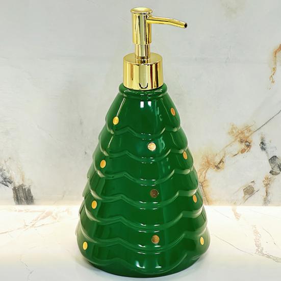 Рождественский дозатор для мыла, многоразовый, герметичный, декоративный флакон с помпой, праздничный рождественский дозатор для жидкого мыла в виде елки