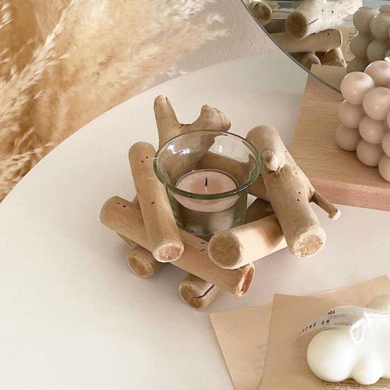 Подсвечник из плавающего дерева, ручной работы, подсвечник для чайных свечей, деревенская свеча, чашка для дома, гостиной, спальни, кухни, декор