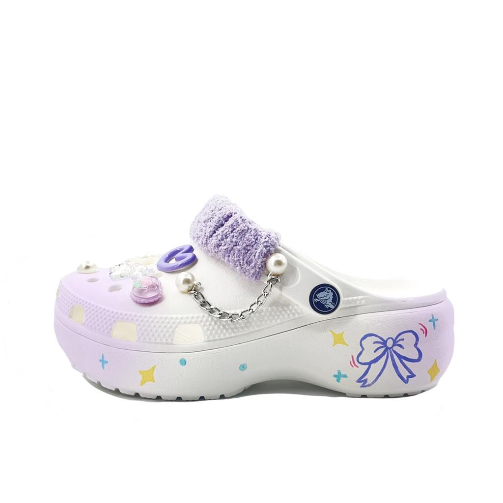 Crocs Classic Platform Clog EVA Fashion Trend Comfortable Personality Simple Commuter Hole Shoes Unisex Purple