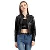 Women's Rivet Leather Jacket, Spring/Autumn, Long Sleeve, Stand Collar, Fashionable Outerwear, Sizes S-4XL.