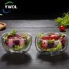 YWDL 300/500ml Clear Double Layer Glass Bowl Heat-resistant Fruit Salad Bowl Kitchen Glassware For Soup Cereal Dessert Bowls