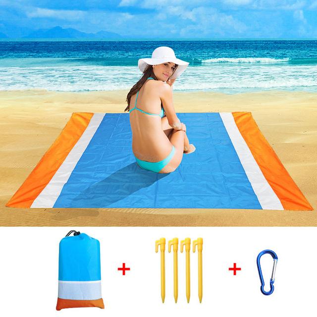 200x210cm Waterproof Pocket Beach Mat Folding Camping Sand Free Blanket Mattress Portable Lightweight Mat Outdoor Picnic Mat
