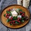 Рождественское кольцо со свечами, искусственные шишки, красные ягоды, подсвечник, гирлянда, реалистичный рождественский венок, кольцо со свечами для праздничного свадебного стола, центральное украшение