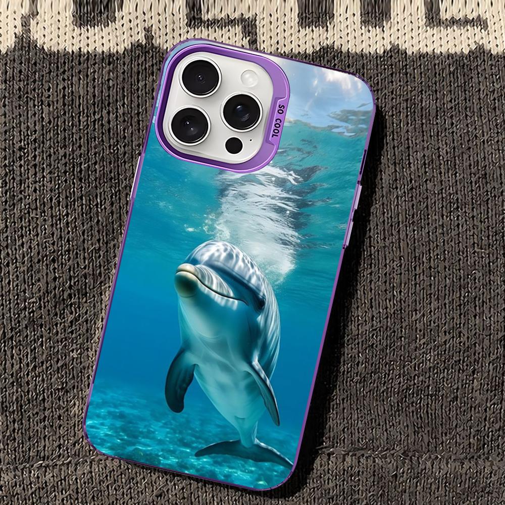 Милый чехол для телефона с дельфином и морскими животными для iPhone 16 15 14 13 12 11 Pro Max X XR XSMAX 8 7 Plus Матовый противоударный задний чехол